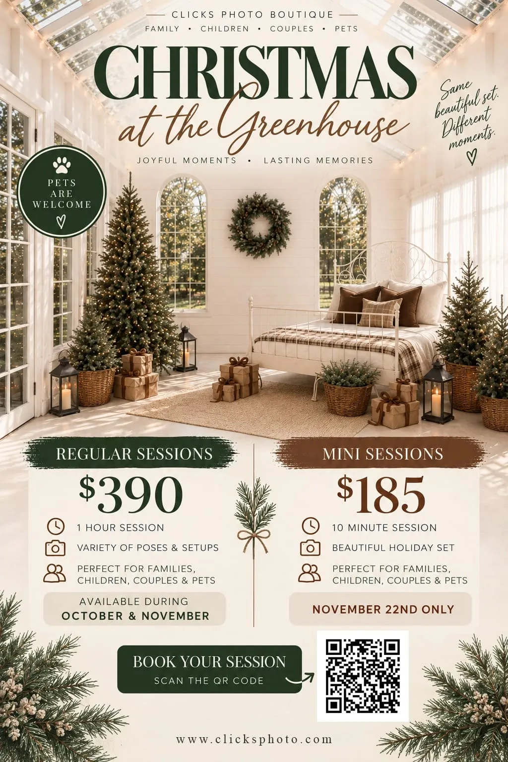 Christmas at the Greenhouse mini session flyer