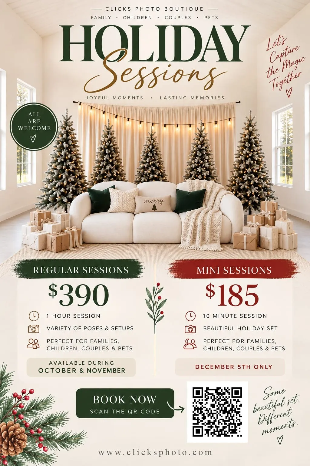 Cozy Christmas mini session flyer